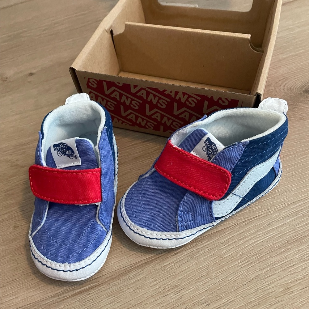 Vans Kids Blue & Red Velcro High-Top Shoes
